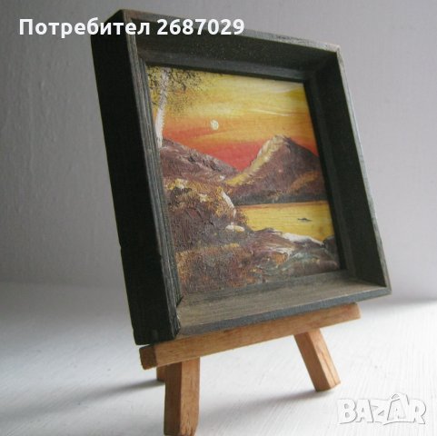 Пейзаж езеро планина бреза, картина с дървена рамка, снимка 5 - Картини - 31103999