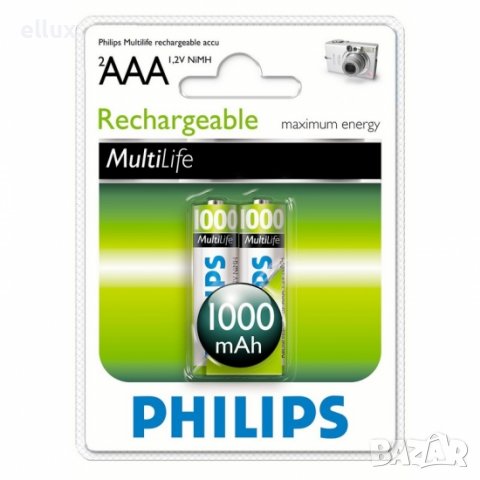 Презареждащи батерии Philips Rechargeable MultiLife 2 x AAА 1000mAh в  Батерии, зарядни в гр. София - ID37637129 — Bazar.bg