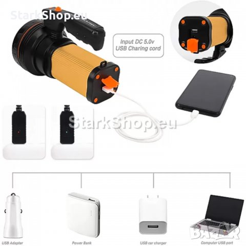 Мощен, водоустойчив далекобоен фенер DAT AT-398, снимка 5 - Друга електроника - 39909326