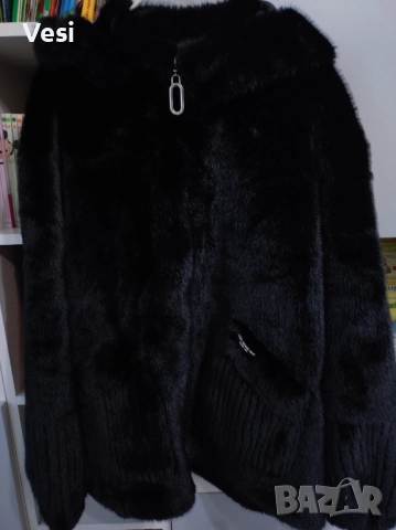Пухено палто с качулка еко косъм ново, снимка 11 - Якета - 52267357
