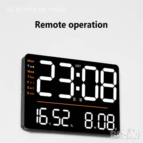 Цифров стенен часовник  Часовник с голям дисплей и цифри X6636, снимка 5 - Други инструменти - 48389788
