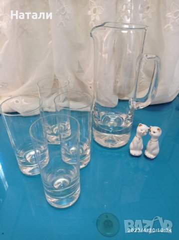 кристални чаши с кана "Капка" 984, снимка 1 - Чаши - 40535441