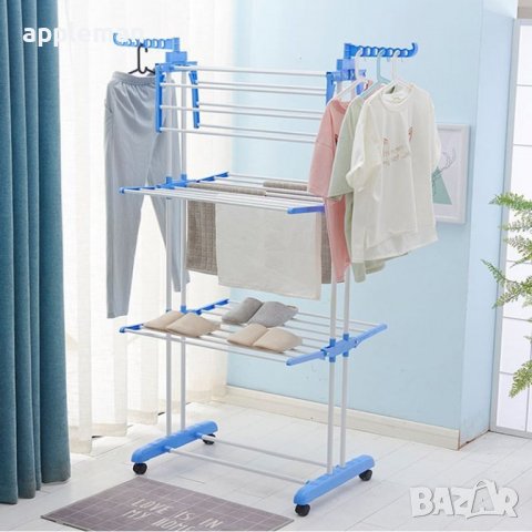 Сушилник простор за дрехи с три нива и опора за закачалки, снимка 4 - Други стоки за дома - 38823537