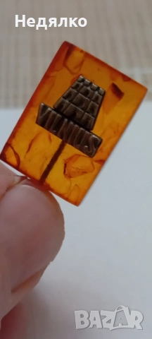 Рядка винтидж значка,Вилнюс,кехлибар,сребро , снимка 4 - Колекции - 52416261