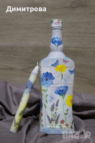 Подарък за жена, за годеж, за сватба. Оригинална декоративна бутилка с чаши и други аксесоари, снимка 8 - Подаръци за рожден ден - 42707752
