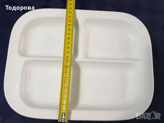 Старинен порцеланов чехски поднос Schlaggenwald   за салати и разядки- 3 гнезда, снимка 3 - Сервизи - 47383561