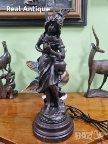 Чудесна голяма антикварна фигурална настолна лампа , снимка 3 - Настолни лампи - 49105428