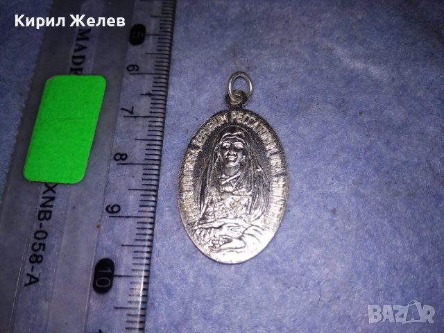 РИМОКАТОЛИЧЕСКА ДВУСТРАННА РЯДКА НАГРЪДНА ИКОНА ИКОНКА КОЛЕКЦИОНЕРСКА ПОСРЕБРЕНА ИТАЛИАНСКА 31249, снимка 5 - Колекции - 39857024