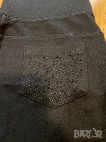 Дамски черен панталон с камъни , снимка 4 - Панталони - 44462091