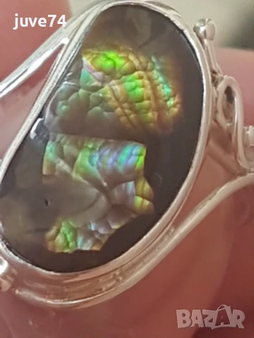 СРЕБЪРЕН ПРЪСТЕН С ОГНЕН АХАТ (МЕКСИКО) 5.85 кт., снимка 3 - Пръстени - 50722443