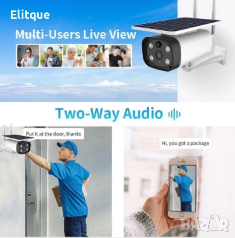 Външна соларна Wifi камера с ниска мощност ден и нощ; пълноцветна безжична WiFi HD камера за наблюде