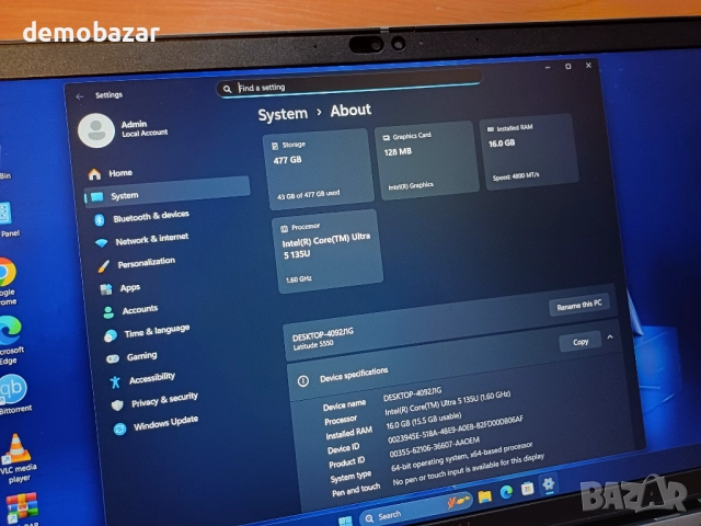 Dell Ai Latitude Intel Ultra 5 135U /16GB DDR5/512GB SSD/15.6'' FHD IPS, снимка 6 - Лаптопи за работа - 52225946