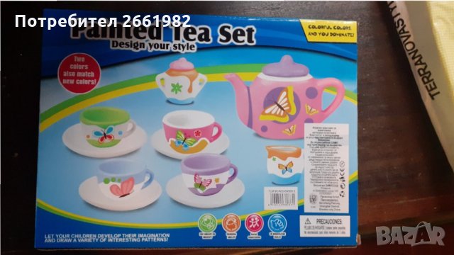 Нов комплект за оцветяване - детски порцеланов чаен сервиз, снимка 2 - Други игри - 34484372
