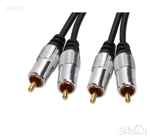 Кабел за аудио, високо качество, управление, STEREO, 2xRCA(м), черен, 1,8m, снимка 1