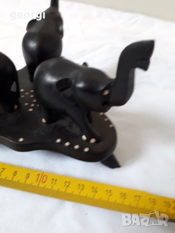 Дървена статуя на три слона, снимка 2 - Статуетки - 31362898