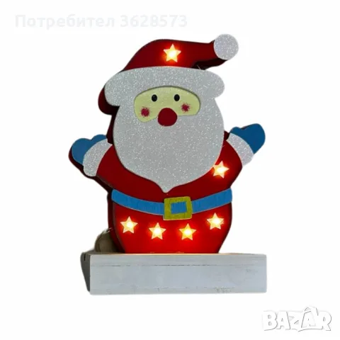 Светеща дървена фигурка във формата на Дядо Коледа, снимка 2 - Други - 56317212