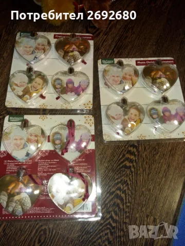 Коледна украса за елха-рамки за снимки във форма на сърце 