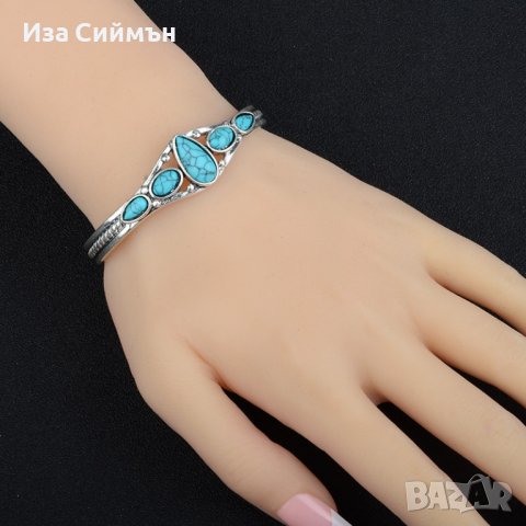 Тибетски гривни с тюркоази, снимка 6 - Гривни - 36897607