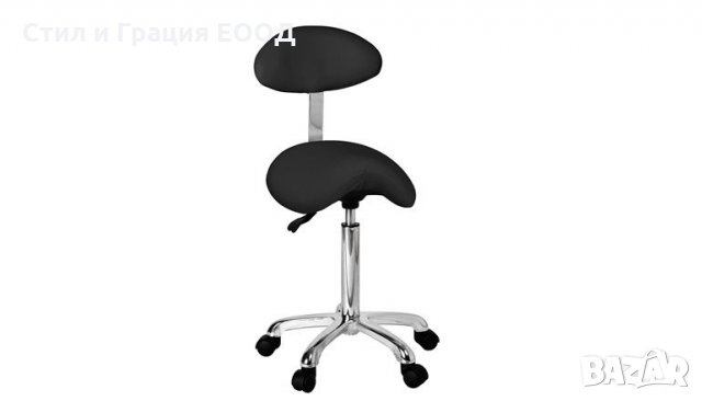 Козметичен/фризьорски стол - табуретка с облегалка Organic+ 61/80 см - бяла/зелена/черна, снимка 2 - Друго оборудване - 29907795