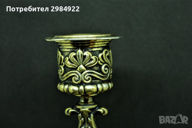 РАЗПРОДАЖБА Сребърен свещник, проба 800 със старо оригинално позлатяване НАМАЛЕНИЕ , снимка 7 - Антикварни и старинни предмети - 37452254