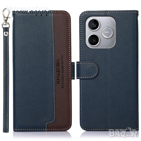 KHAZNEH Кожен Калъф за Honor 600 Lite 5G - Личи текстура, RFID защита, С ремък, 4 цвята, снимка 3 - Калъфи, кейсове - 54226730