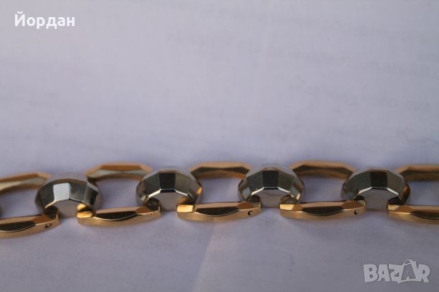 Мъжка/дамска златна 18-каратова гривна бяло и жълто, снимка 3 - Антикварни и старинни предмети - 44278700