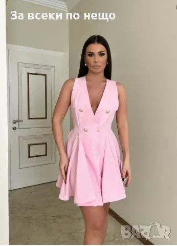 Дамска Къса Рокля Тип Сако - Налични Различни Цветове Код LFS349, снимка 4 - Рокли - 49613277