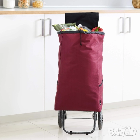 Пазарска Количка Amazon Basics B07VVPYTL1 – Лека, Сгъваема, Здрава, Червена!, снимка 5 - Други стоки за дома - 52654552