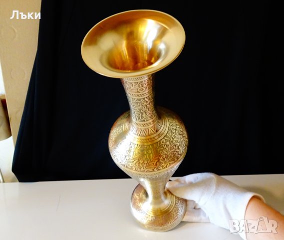 Бронзова ваза,клетъчен емайл 34 см. , снимка 7 - Вази - 31768755
