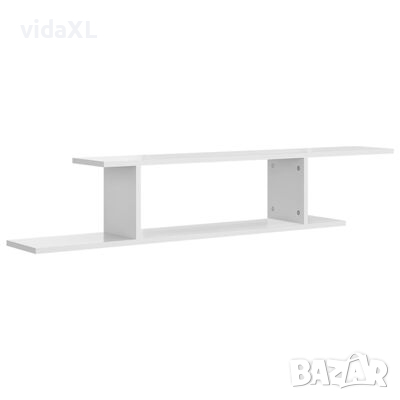 vidaXL Стенен ТВ рафт, бял гланц, 125x18x23 см, ПДЧ（SKU:806995, снимка 1