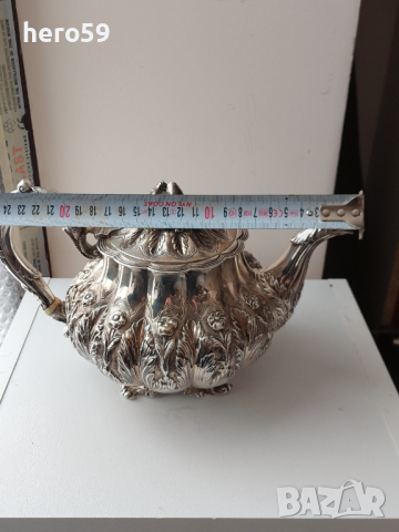 Стара сребърна-925 английска кана(чайник) сребро 925 проба, снимка 11 - Антикварни и старинни предмети - 44583376
