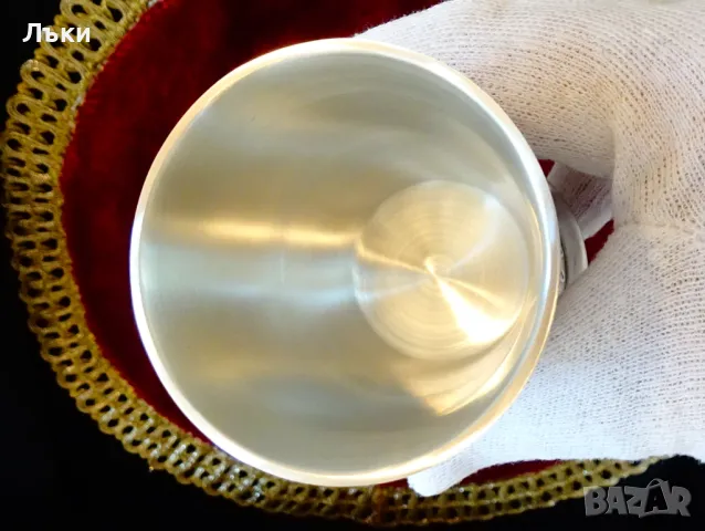 Немска чаша от калай,картини от любовна песен. , снимка 3 - Антикварни и старинни предмети - 48042290