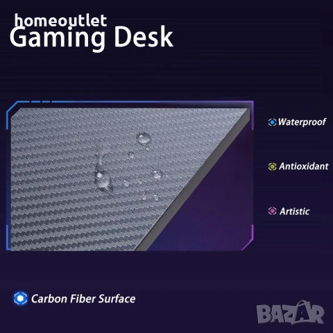 ПРОМОЦИЯ Геймърско бюро с LED осветление CLIPOP BZOD-CD-0135BLBL, снимка 7 - Бюра - 50699426