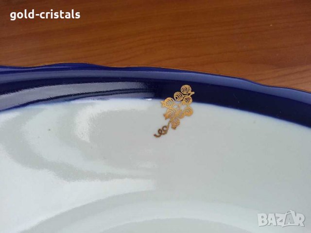 Руски порцелан дулево купа кобалт и позлата, снимка 9 - Антикварни и старинни предмети - 30215749