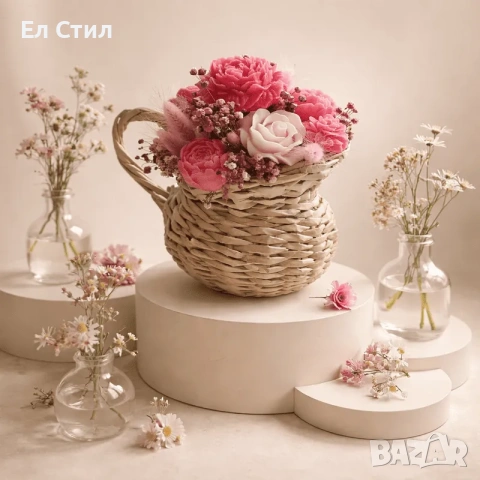 Букет от восъчни цветя, снимка 4 - Декорация за дома - 53915420