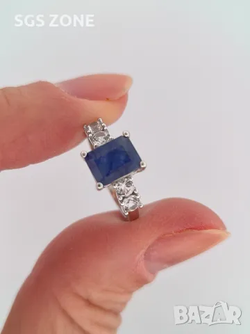 Сребърен Пръстен със Сапфири 