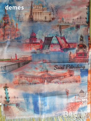 Фин двулицев шал с принт кашмир и вълна от Сант Петербург,Русия, снимка 9 - Шалове - 52298501