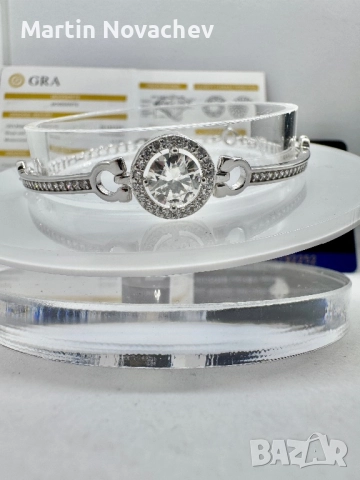 Сребърна гривна с мойсанит (Диамант) 1 карат, снимка 3 - Гривни - 51696001