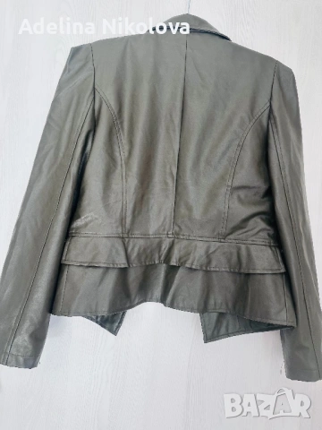 Кожено яке маслено зелен цвят, снимка 5 - Якета - 54136369