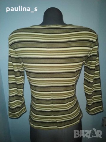 Памучна блуза в зелено райе "zabaione"® / унисайз , снимка 4 - Блузи с дълъг ръкав и пуловери - 30400587