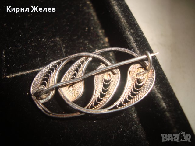 СРЕБЪРНА РЕТРО АРТ-ДЕКО ФИЛИГРАННА БРОШКА с ГРАНУЛАЦИЯ 18638, снимка 6 - Антикварни и старинни предмети - 31196208