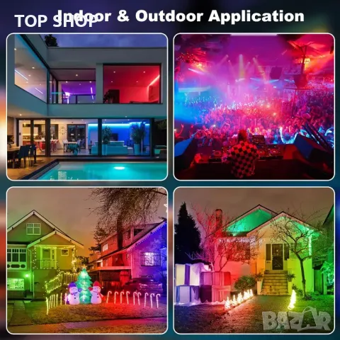 NATPOW 50 W RGB прожекторна лента, LED с дистанционно и приложение, IP66, 2 броя, снимка 7 - Лед осветление - 49937996