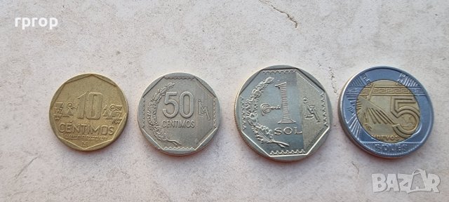 Монети .Перу. 10, 50 сентимос. 1 и 5 солес. 4 бройки., снимка 1 - Нумизматика и бонистика - 38533769