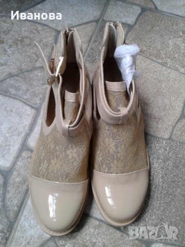 Чисто нови бежови сандали с дантела №38., снимка 3 - Сандали - 37122482