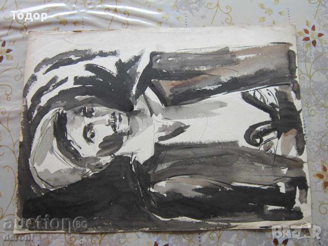 Стар акварел картина войвода хайдутин на картон 2, снимка 2 - Колекции - 34540660