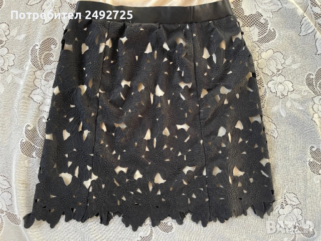 Пола черно дантела на ластик, снимка 1