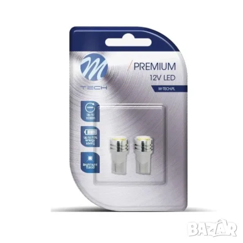 M-Tech LED крушки W5W T10 W2.1x9.5d 12V 2 броя, снимка 2 - Аксесоари и консумативи - 55865077