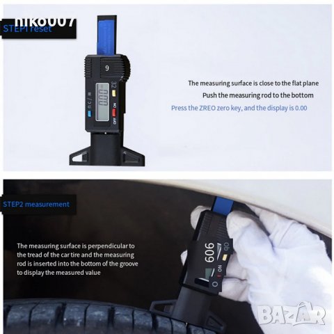 Дигитален дълбокомер-шублер за гуми за автомобил-джип-кола-ван-мини ван-бус, снимка 4 - Аксесоари и консумативи - 38736377