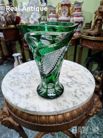 Прекрасна антикварна колекционерска немска кристална ваза , снимка 4 - Вази - 50070710