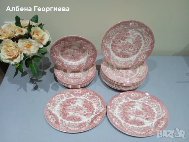 Английски розов порцелан -22 части, снимка 12 - Сервизи - 48332559